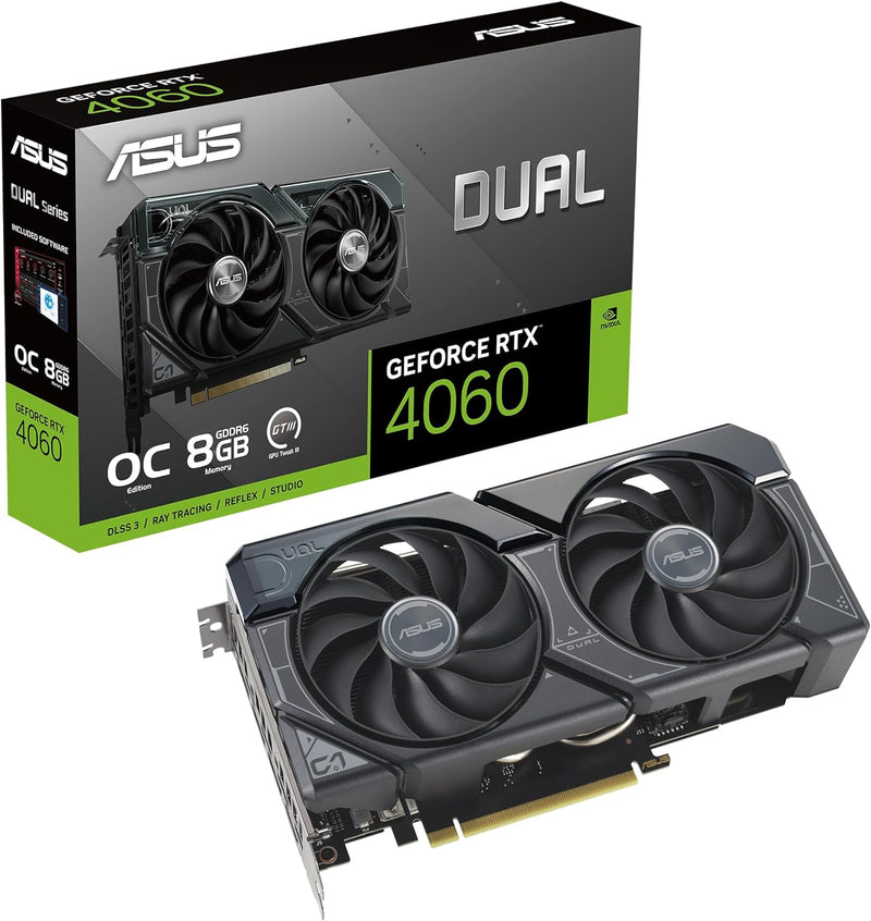 ASUS Dual GeForce RTX 4060 OC Edition 8GB GDDR6 Gaming Grafikkarte schwarz (NVIDIA RTX4060 DLSS3, PC