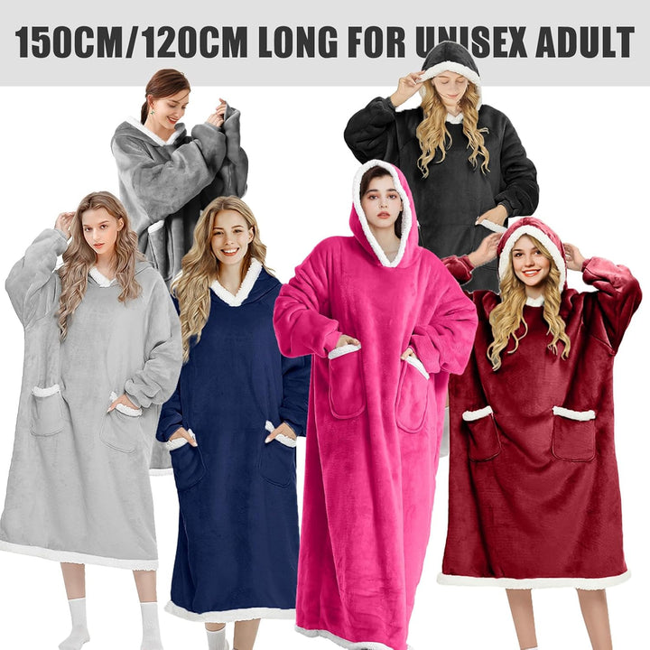 Decke mit Ärmeln und Kapuze Hoodie Decke Erwachsene Ärmeldecke Weich Warm Kuscheldecke mit Ärmeln (R