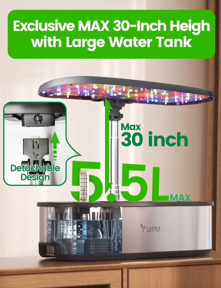 LETPOT LPH-SE WiFi Hydroponisches Anzuchtsystem, 12 Hülsen Smart Herb Garden Kit für Innenräume, Ind
