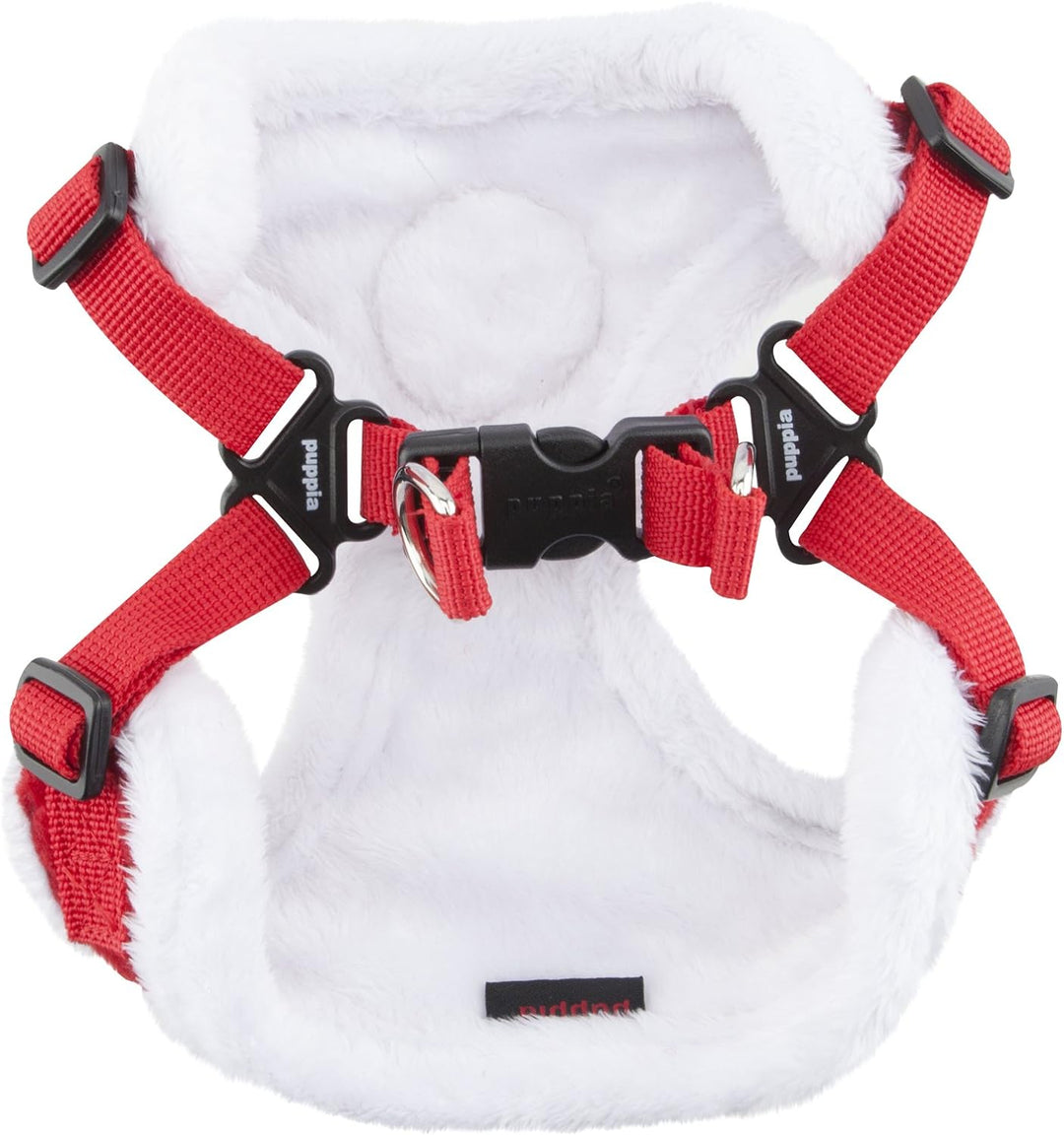 Puppia 4-Punkt-Weihnachtsgeschirr, Weiches Geschirr für kleine und mittelgrosse Hunde - Rot Rot M, R