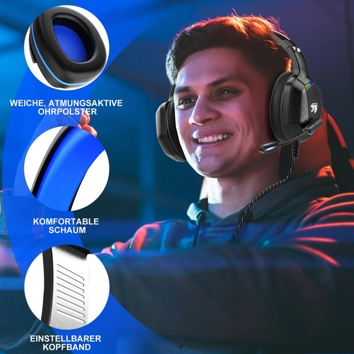 IMYB A36 Gaming Headset mit Mikrofon für Pc, Xbox One Series X/s, Ps4, Ps5, Switch, Stereo Surround