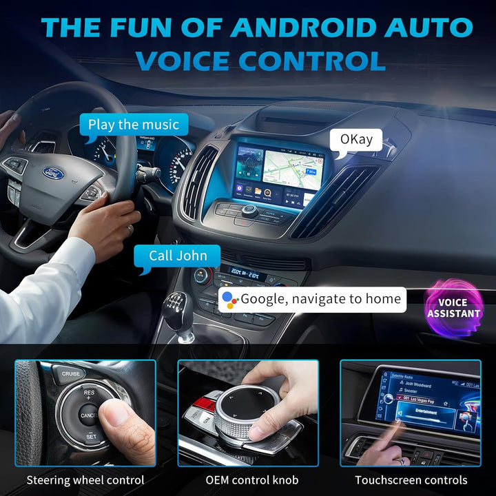 Wireless Android Auto Adapter mit integriertem Kabel, Android Auto Kabellos Adapter für Auto, Plug &