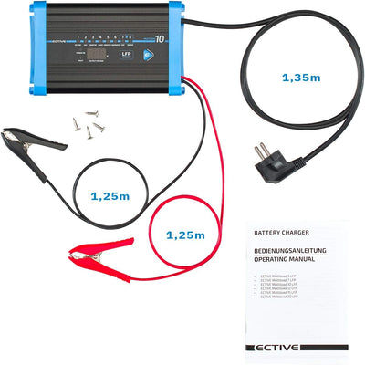 ECTIVE 10A 12V Lithium-Batterieladegerät Multiload 10 LFP 8-Stufen Ladegerät für LiFePO4-Batterien L