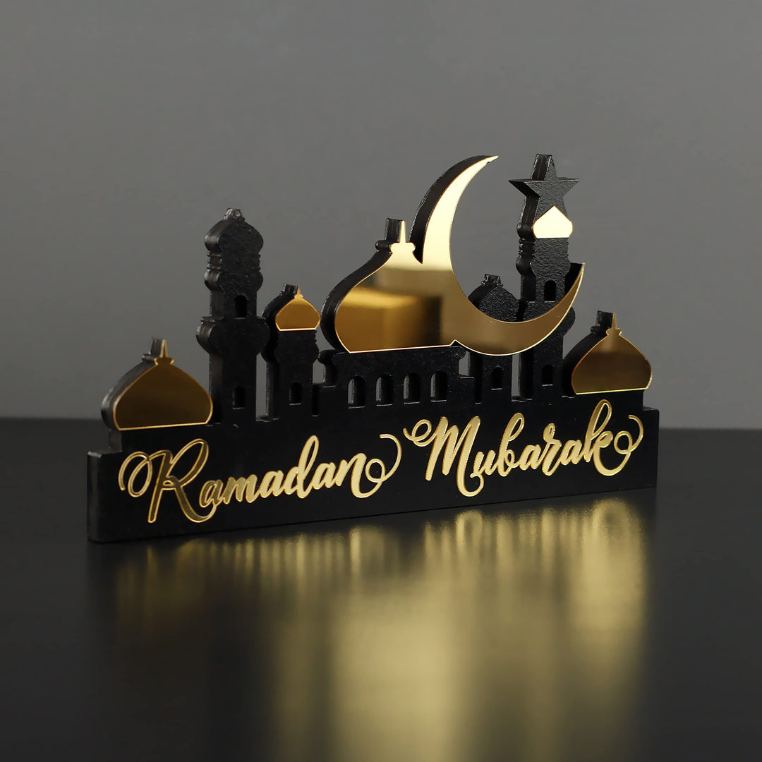iwa concept Islamische Tischdekorationen aus Holz mit Acryl, Ramadan-Kareem-und Eid-Mubarak-Dekorati
