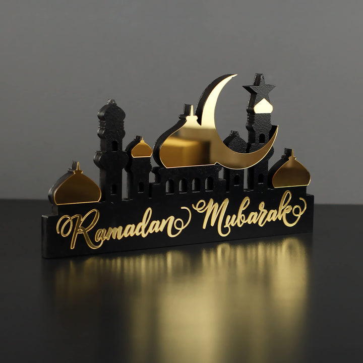 iwa concept Islamische Tischdekorationen aus Holz mit Acryl, Ramadan-Kareem-und Eid-Mubarak-Dekorati