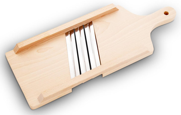 KERAZO Krautreibe aus Buchenholz mit 3 scharfen Edelstahl Messer mit Haltegriff 42x16cm Krauthobel G