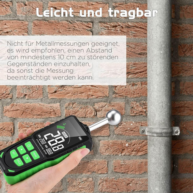 MILFECH Wiederaufladbar Feuchtigkeitsmessgerät Wand mit Stoffbeutel, 3-Zoll-HD-Farb-Grossbild, 5-40