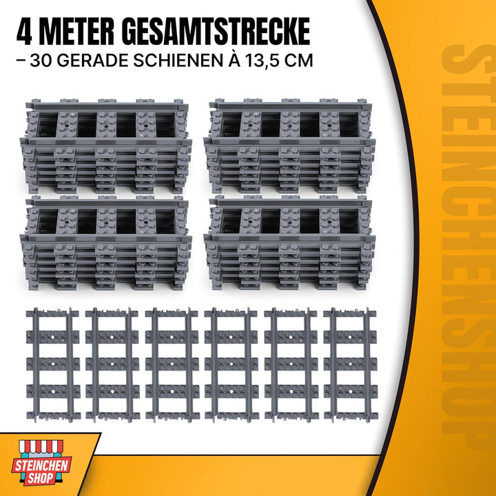 Steinchenshop City Bausteine 30 Gerade Schienen für den Zug kompatibel mit dem Marktführer ST-98004