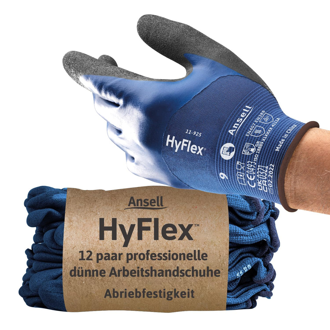 Ansell HyFlex 11-925 Ölabweisenden Arbeitshandschuhe, Rutschfeste Nitril-Beschichtung, Wasserdichte