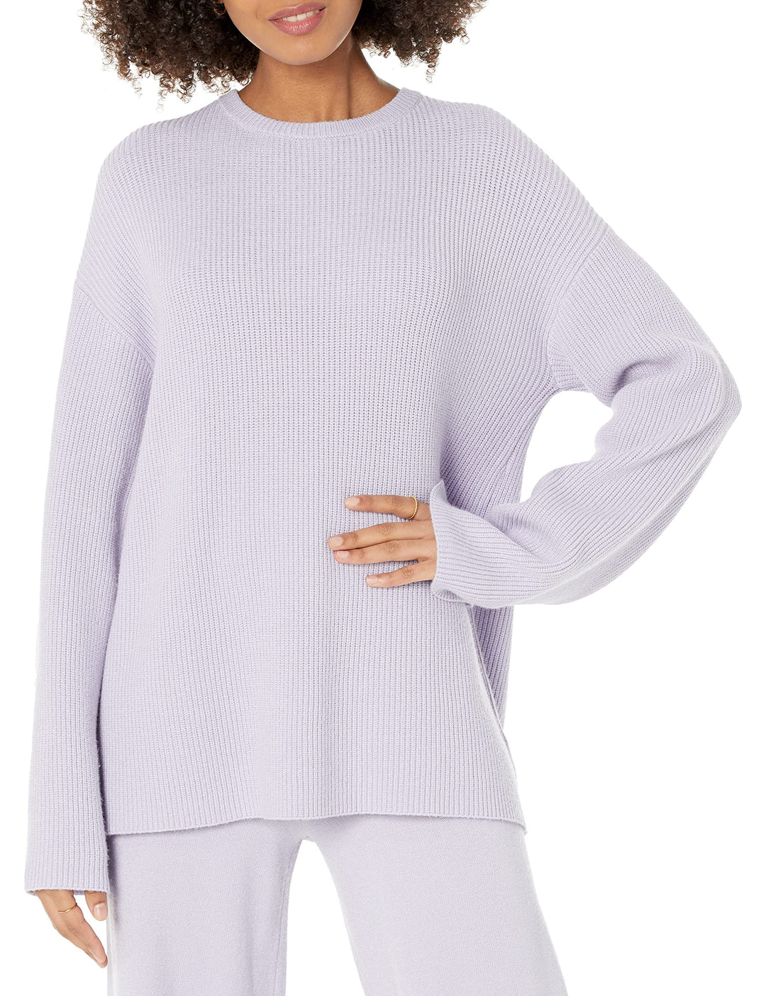 The Drop Rippstrick-Pullover Alice für Damen, Rundhalsausschnitt, geschlitzte Rückseite XXL Staubvio