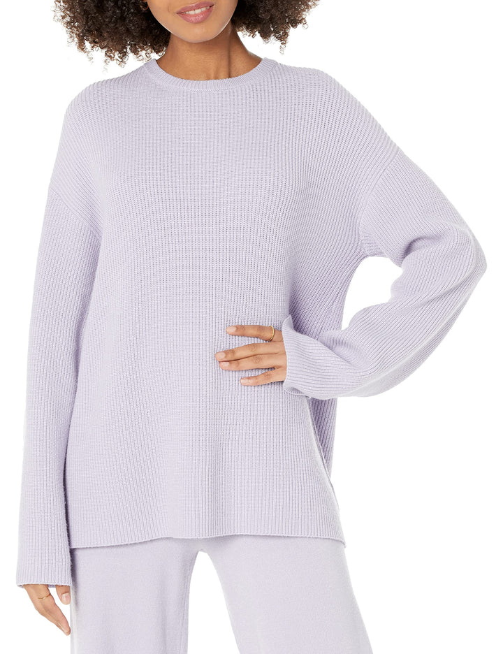 The Drop Rippstrick-Pullover Alice für Damen, Rundhalsausschnitt, geschlitzte Rückseite XXL Staubvio