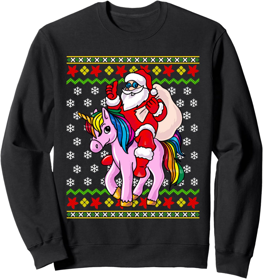 Weihnachtsmann auf Einhorn, Mädchen, süsse Frauen Sweatshirt
