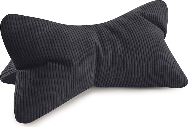 MAGMA Leseknochen INGA, Cord Look, Farbe anthrazit, 42cm x 22cm, ergonomische Form für Nacken- oder