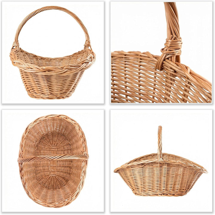 Creative Home Gross Holztrage Rattan Kaminholzkorb Kaminkorb Tragekorb | 60 x 40 x 39 cm | Aufbewahr