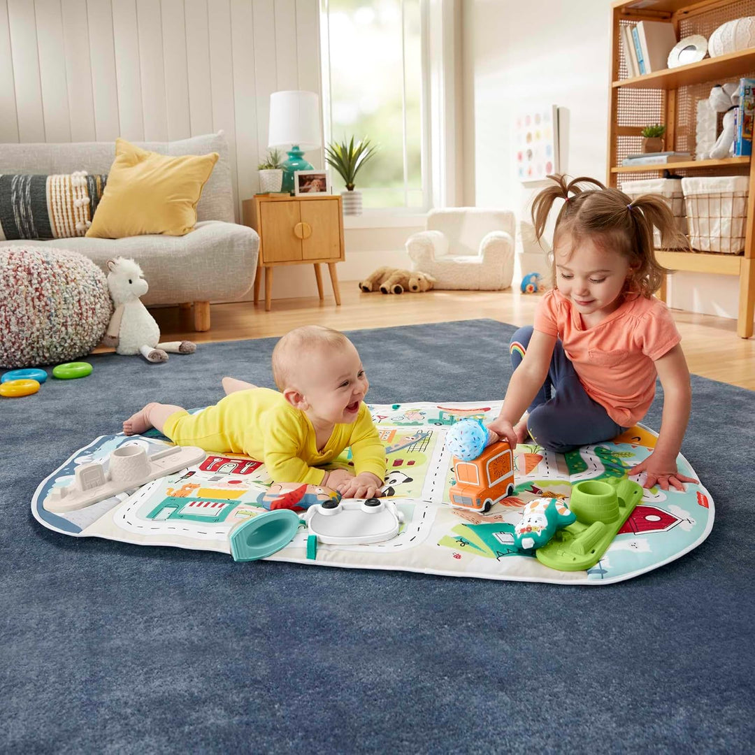 Fisher-Price GRV42 - Jumbo Abenteuer Spieldecke mit Musik, Lichtern und Fahrzeugen, Babyspielzeug fü
