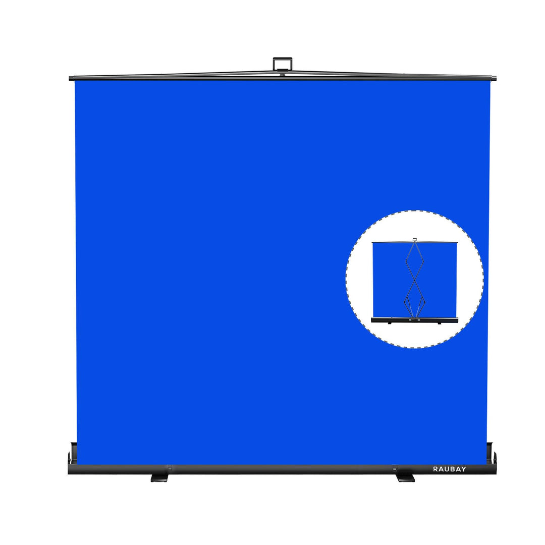 【Breiterer Stil】 RAUBAY 200x200cm Grosser zusammenklappbarer Blau Hintergrund Blue Screen, tragbarer
