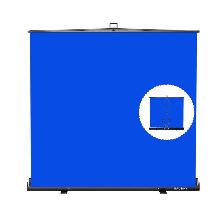 【Breiterer Stil】 RAUBAY 200x200cm Grosser zusammenklappbarer Blau Hintergrund Blue Screen, tragbarer