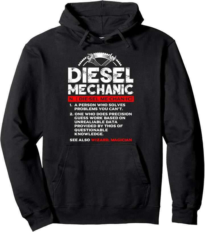 Diesel Mechanic Explanation Funny Truck Mechanics Pullover Hoodie