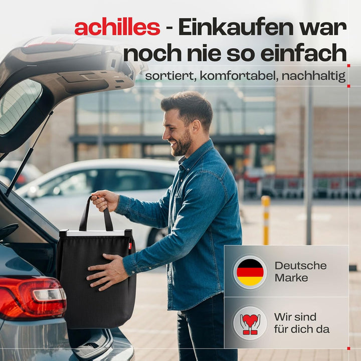 achilles Easy-Carrier Alu, Faltbare Einkaufswagentasche mit Kühlfach und Flaschenfach, Einkaufstasch