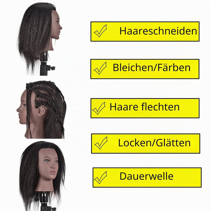 RUISIMEI Ausbildung Kopf 100% echtes Haar Kosmetologie Schaufensterpuppe Kopf Manikin Puppe Kopf (Cl