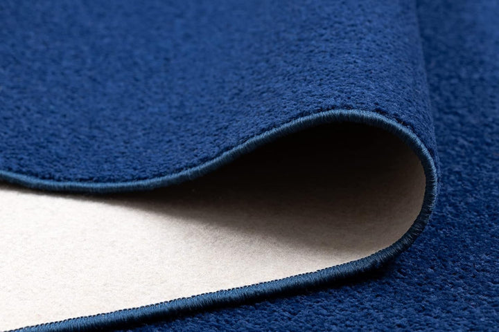 Einfarbiger Teppich Eton für Zimmer, Wohnzimmer, Schlafzimmer, Teppichboden Auslegware, dunkelblau,