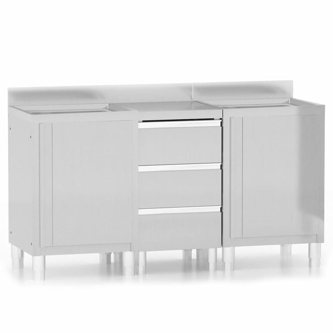 Tidyard 3 STK. Gastro Küchenschrank mit 3 Schubladen Arbeitsschrank Edelstahlschrank Gastroschrank E