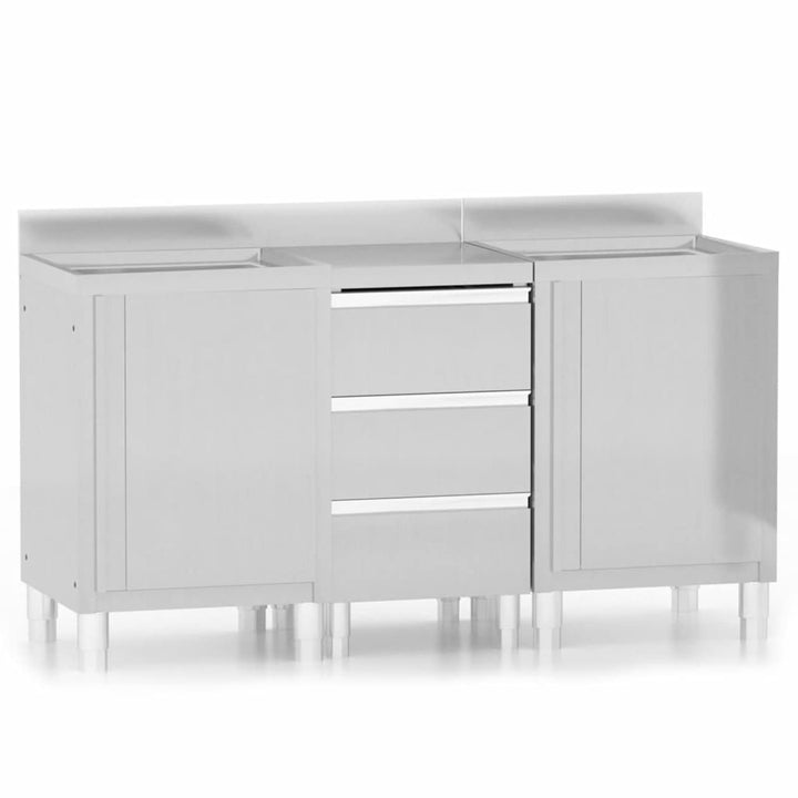 Tidyard 3 STK. Gastro Küchenschrank mit 3 Schubladen Arbeitsschrank Edelstahlschrank Gastroschrank E