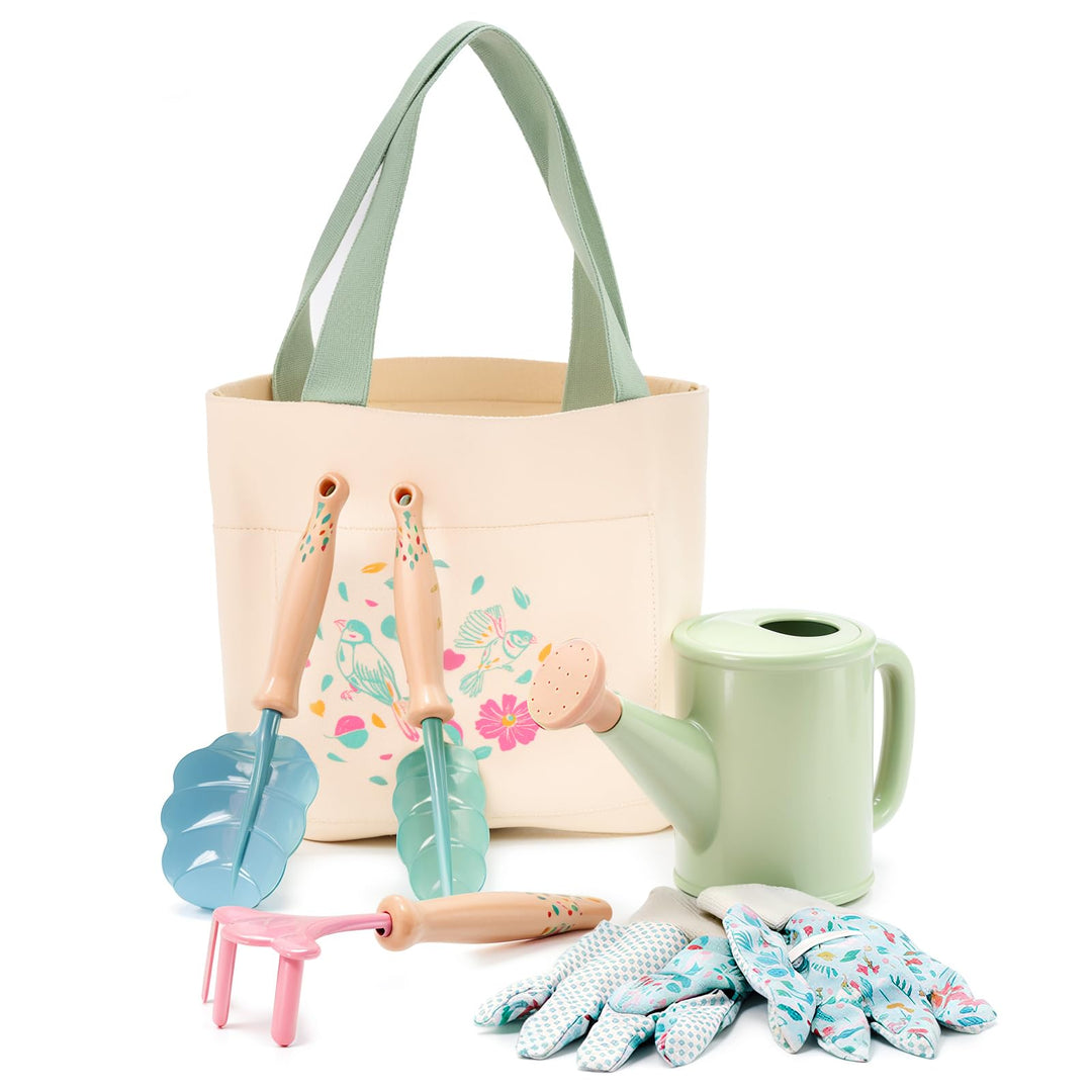 FITNATE Kinder Gartenarbeit Set,6 PCS Gartenwerkzeug Kinder Mit 3 Gartengeräte, Gartenhandschuhe & A