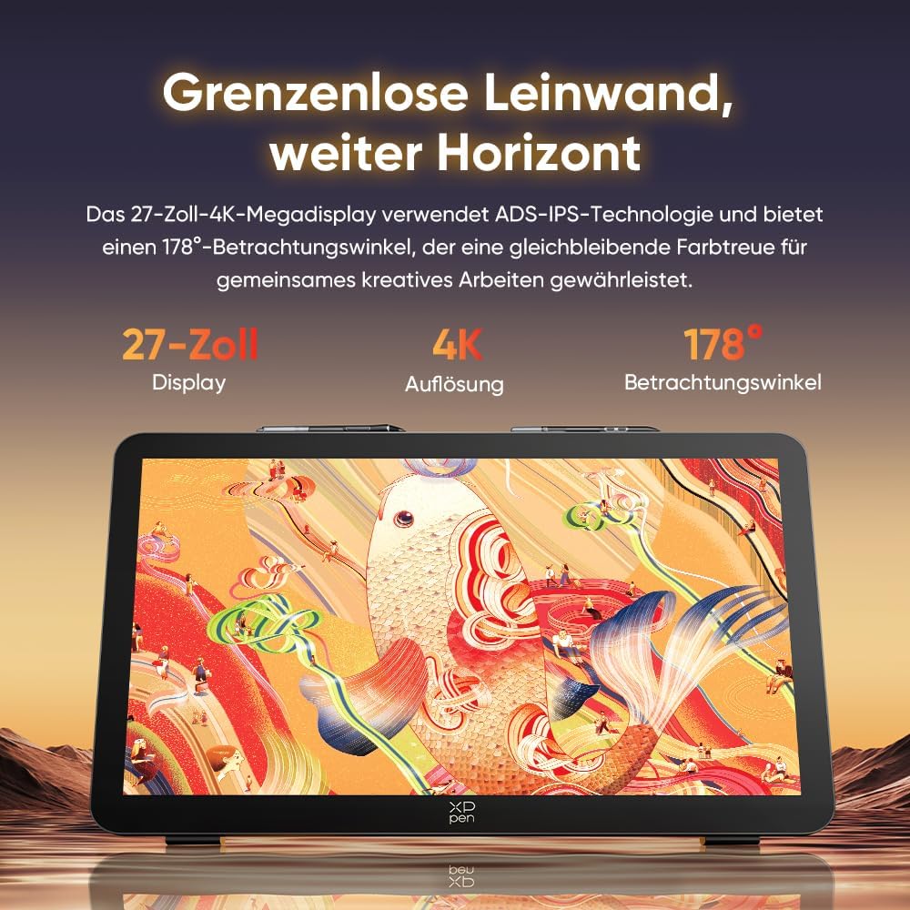 XPPen Artist Pro 27 (Gen 2) 4K UHD Grafiktablett mit Display 26,9 Zoll, 120Hz Zeichentablett für PC