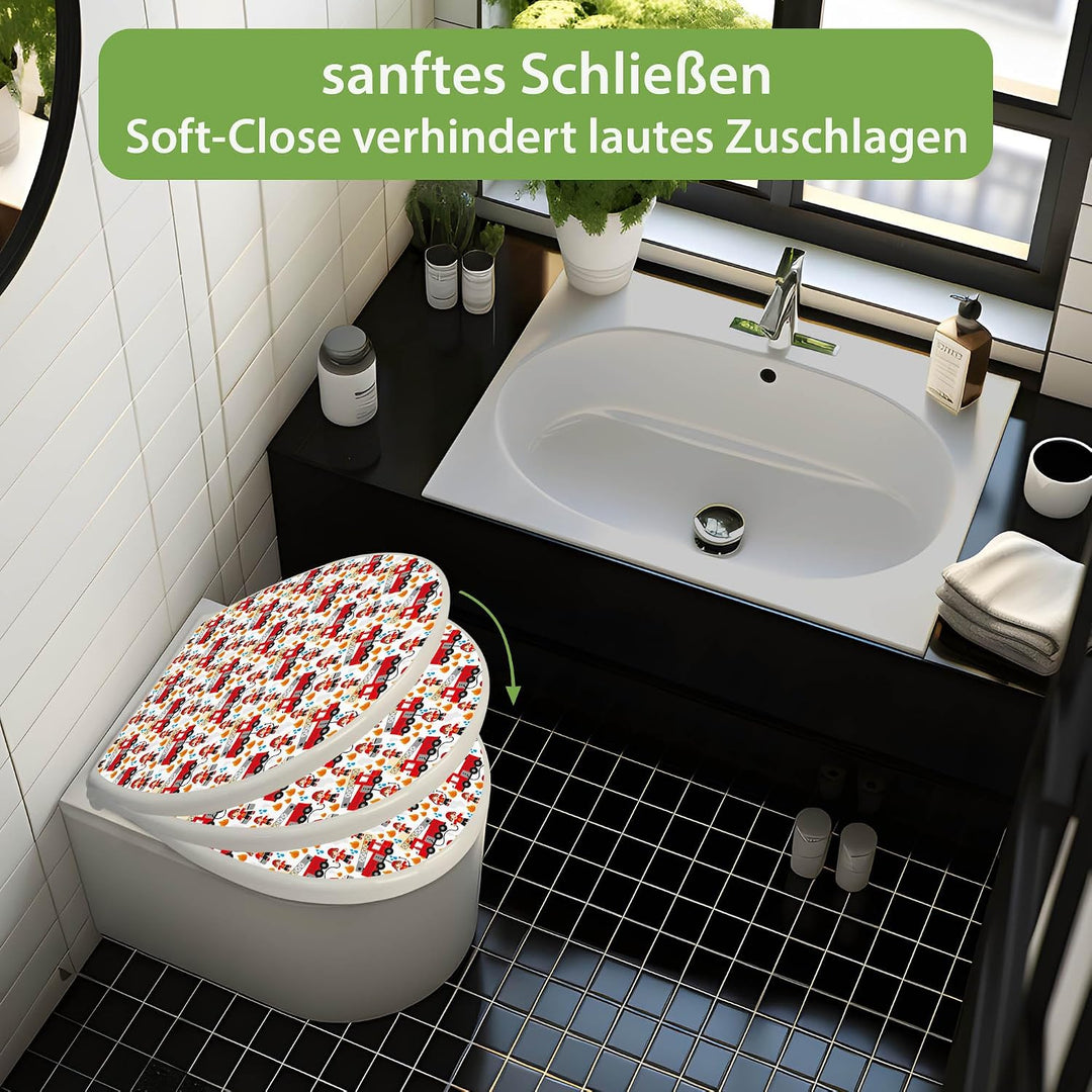 banjado Toilettendeckel mit Absenkautomatik 44,5x37cm - Soft Close Toilettensitz - WC Sitz mit Absen