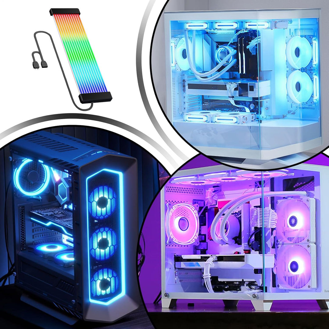 RGB-LED-Streifen, Neon-Silikonkabel, 24 Pins, Abdeckung für Motherboards, für Grafikkarte, Computer,