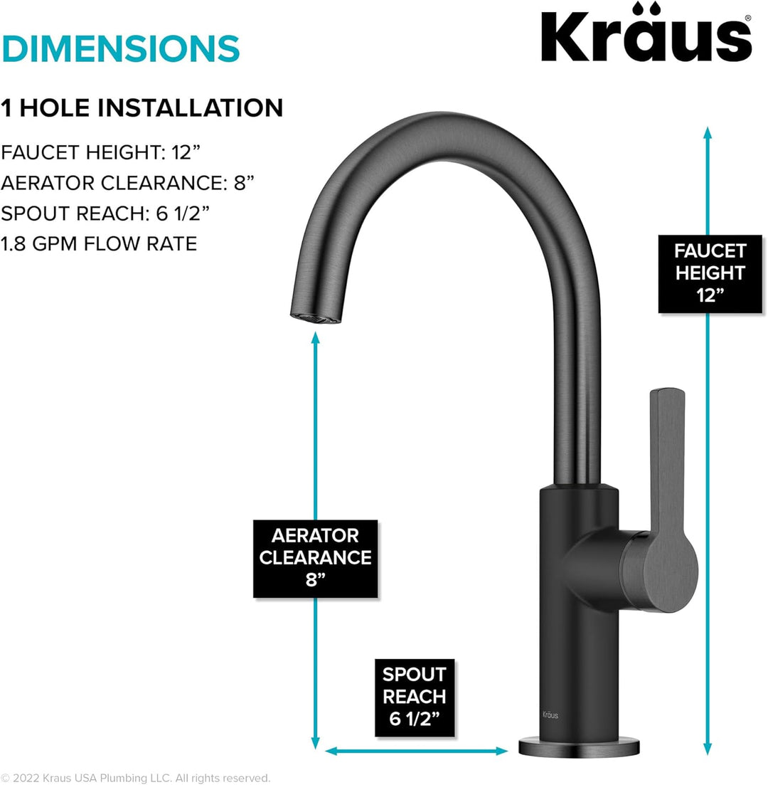 KRAUS Oletto KPF-2822MBSFSB Küchenarmatur mit einem Griff in mattem Schwarz/Spot-Free Black Stainles