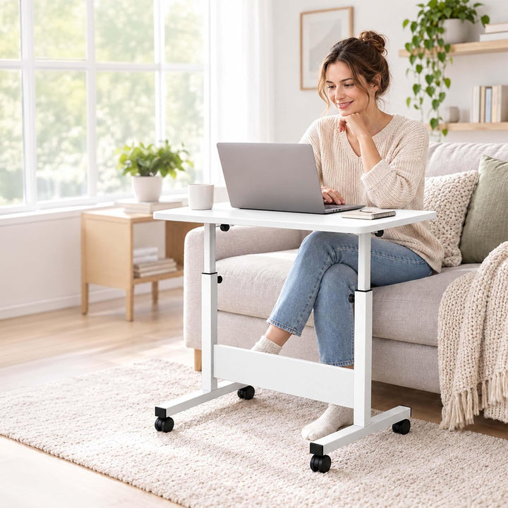 Relaxdays Laptoptisch höhenverstellbar, 67-90 cm, weiss, Weiss