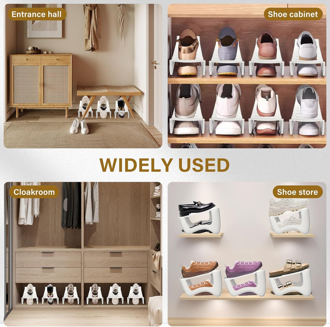 UISEBRT Doppelschicht Schuhstapler,PP Anti-rutsch Schuh Organizer Stapelbar,Schuhhalter platzsparend