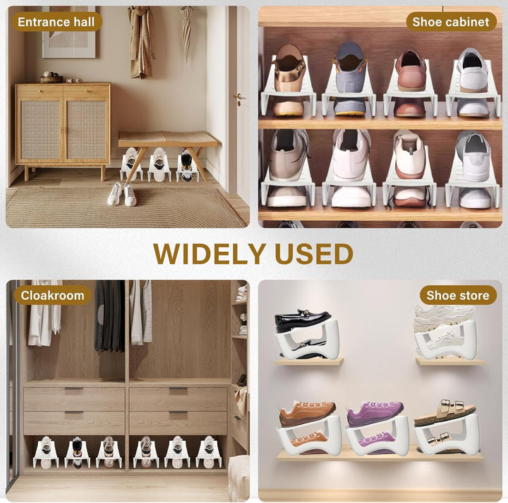UISEBRT Doppelschicht Schuhstapler,PP Anti-rutsch Schuh Organizer Stapelbar,Schuhhalter platzsparend