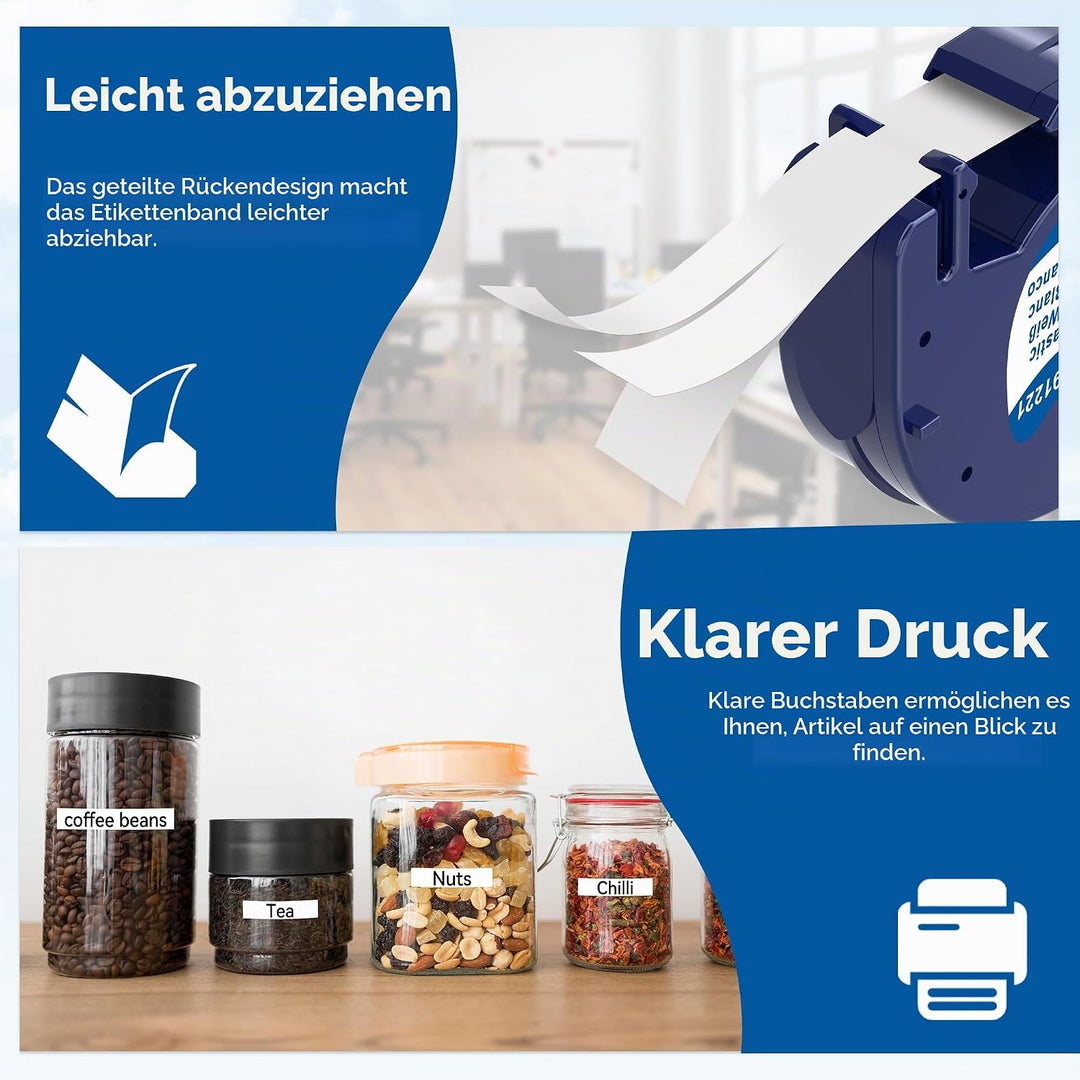 5x MarkField Kompatible für Dymo Letratag Etikettenband 12mm x 4m, Kompatibel mit Dymo Letratag Etik