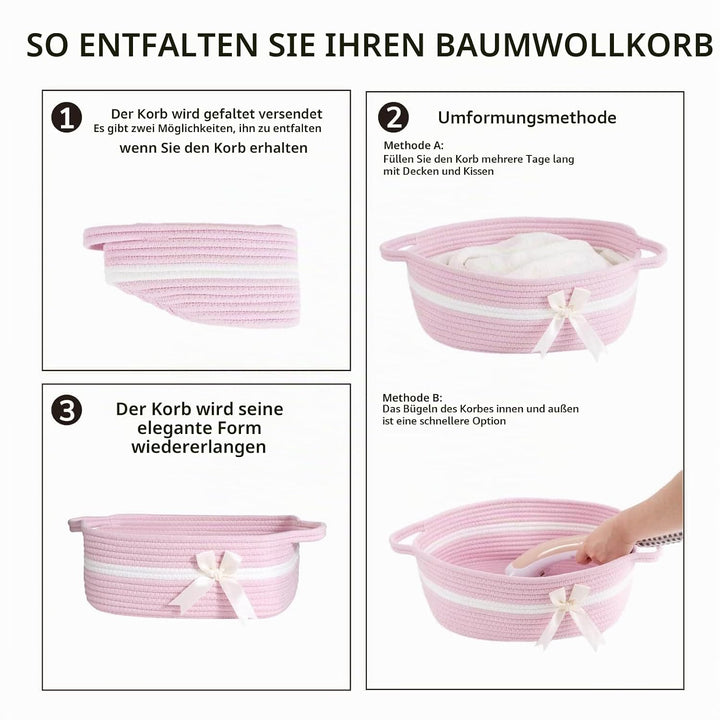 TIMEYARD Aufbewahrungskorb, Geschenkkorb Leer, Baumwolle Organizer für Handtücher, Snacks, Hundespie
