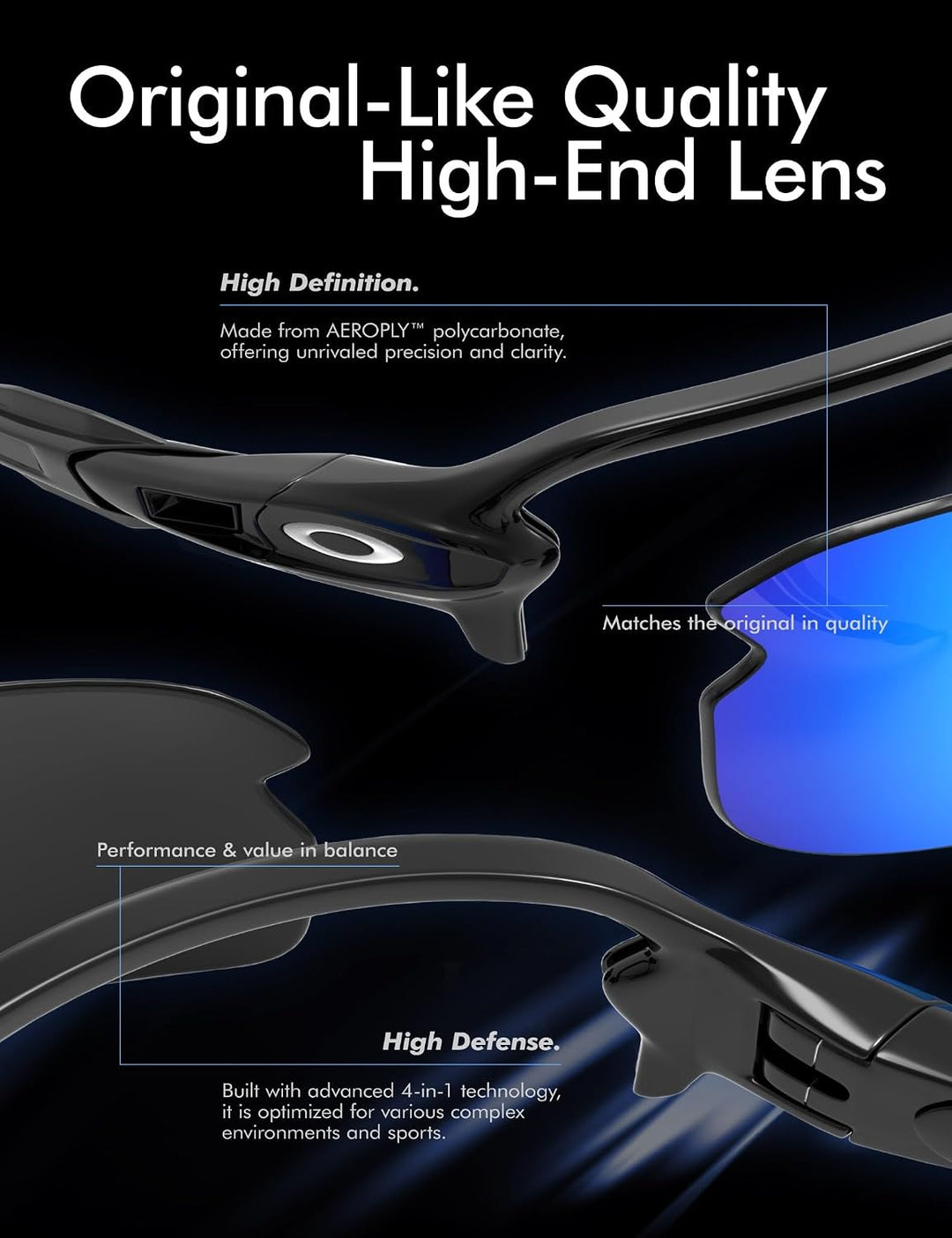 Saucer Premium Ersatzgläser für Oakley Holbrook XL OO9417 Sonnenbrillen High Defense - Midnight Blue