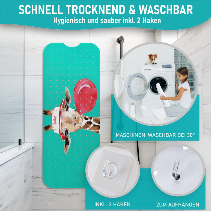 arteneur® - Badewannenmatte 100x40 cm Giraffe | Badematte rutschfest | Inkl. Aufhängung | Schimmelre