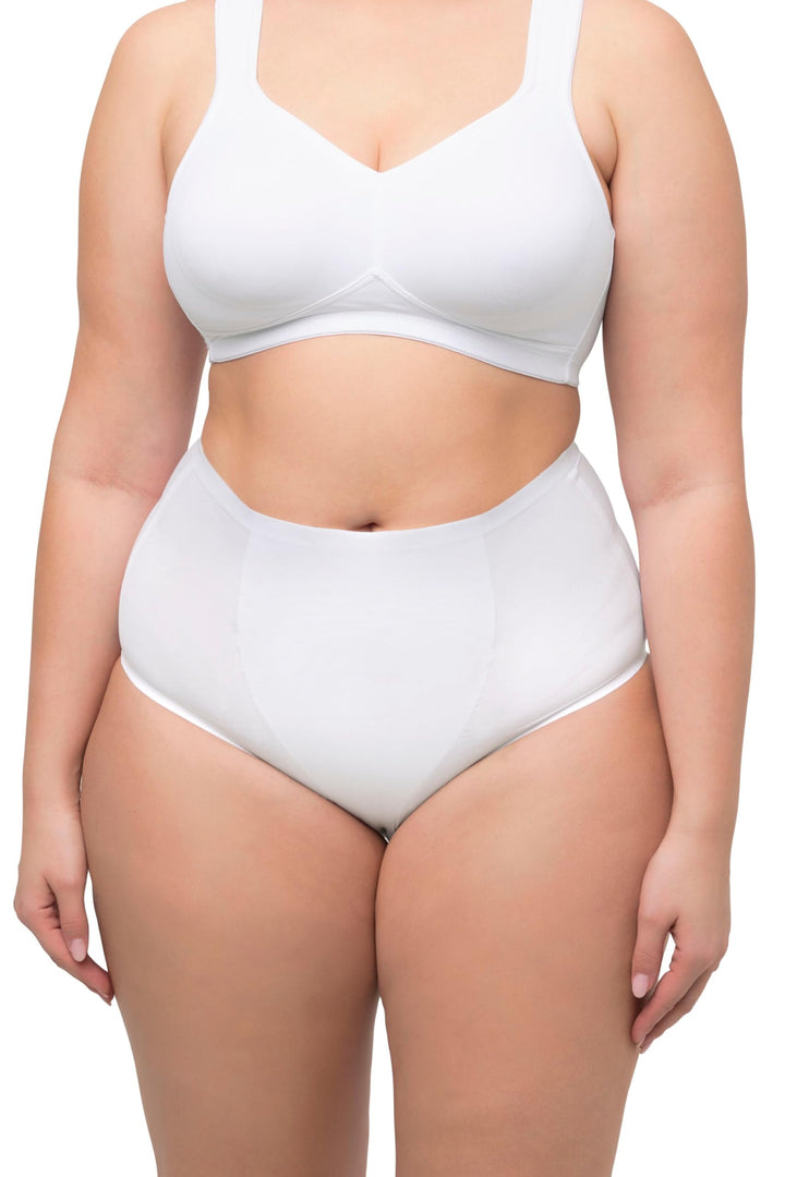 Ulla Popken Damen Miederhose, Bodyforming-Einsatz, High Waist, Shapewear Unterwäsche 46-48 Schneewei