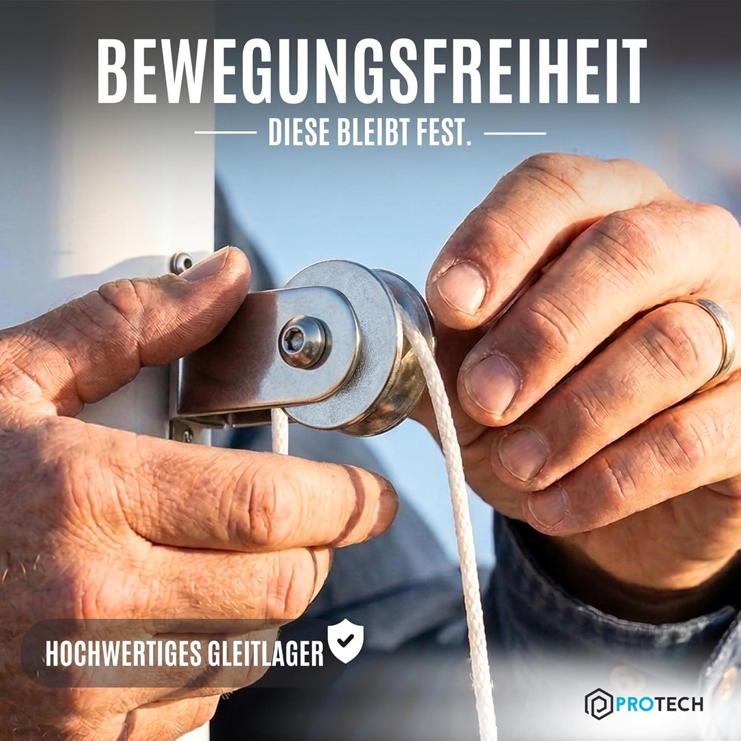 PROTECH 2 Stück Seilrollen 75mm Drahtseil Rolle Stahlseil Blockseilrolle aus Edelstahl Umlenkrolle 7