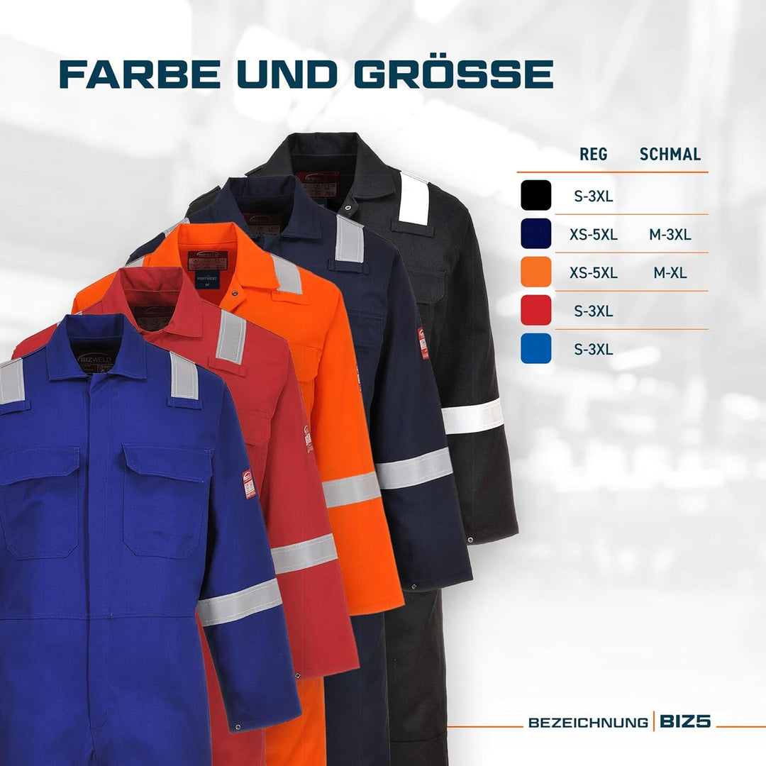 Portwest Bizweld Iona FR Overall, Grösse: XXXL, Farbe: Schwarz, BIZ5BKRXXXL