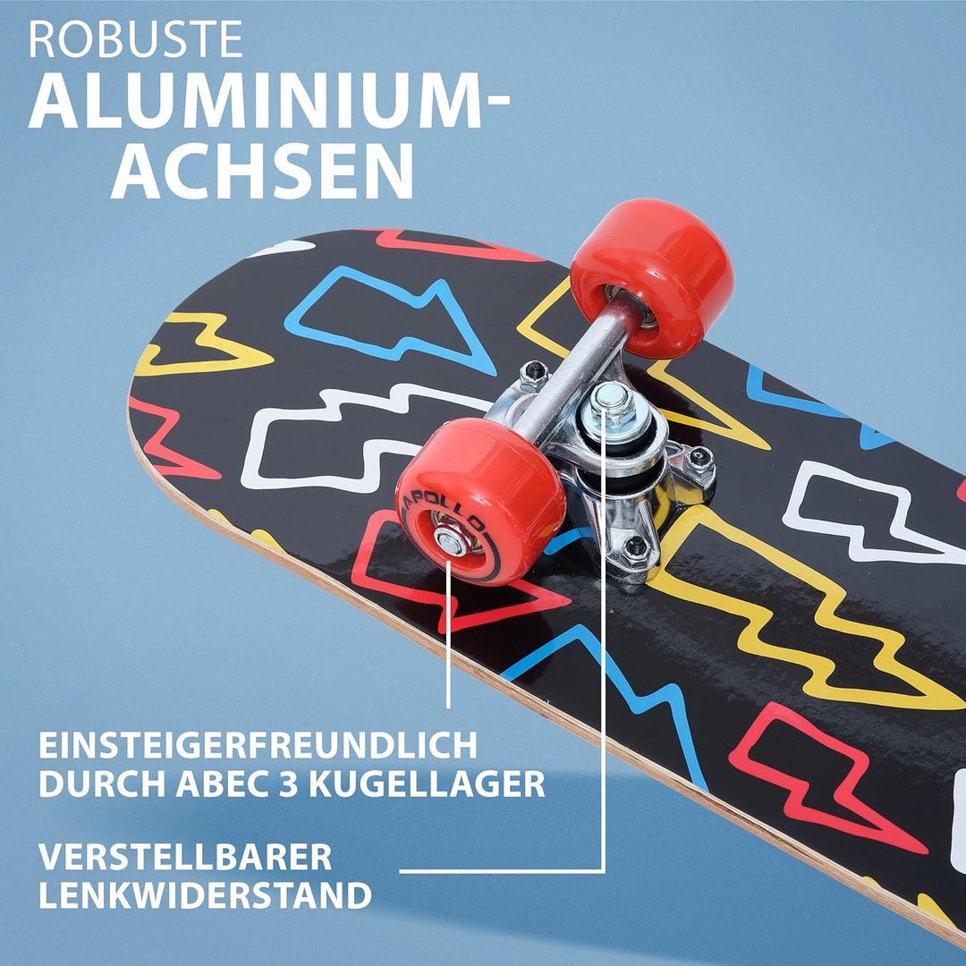 Apollo Kinder Skateboard, kleines Komplett Board mit ABEC 3 Kugellagern und Aluminium Achsen, Coole