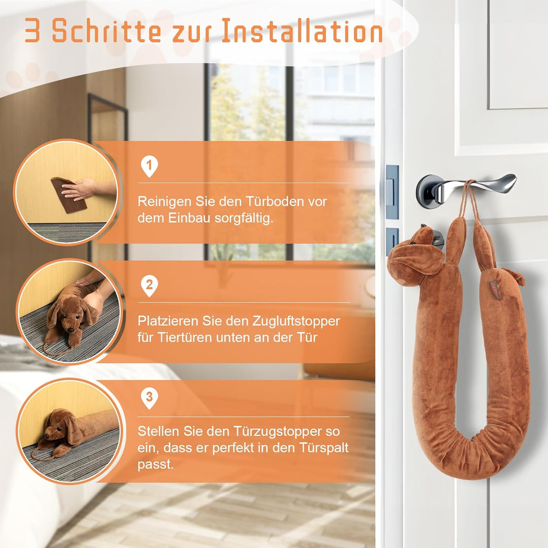 Zugluftstopper für Türen, 82cm Schwerer Türzugstopper Zugluftstopper für Fenster Dachshund unter der