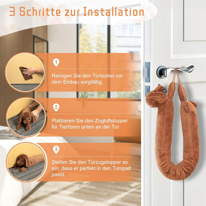 Zugluftstopper für Türen, 82cm Schwerer Türzugstopper Zugluftstopper für Fenster Dachshund unter der