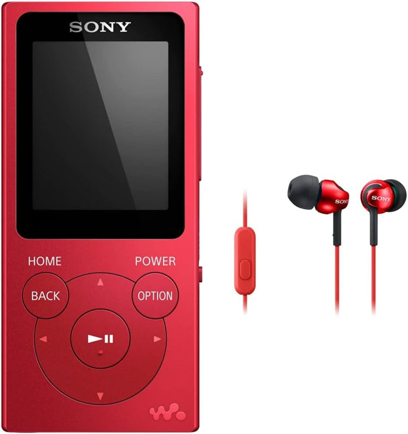 Sony NW-E394 Walkman 8GB (Speicherung von Fotos, UKW-Radio-Funktion) rot & MDR-EX110APR In-Ear-Kopfh