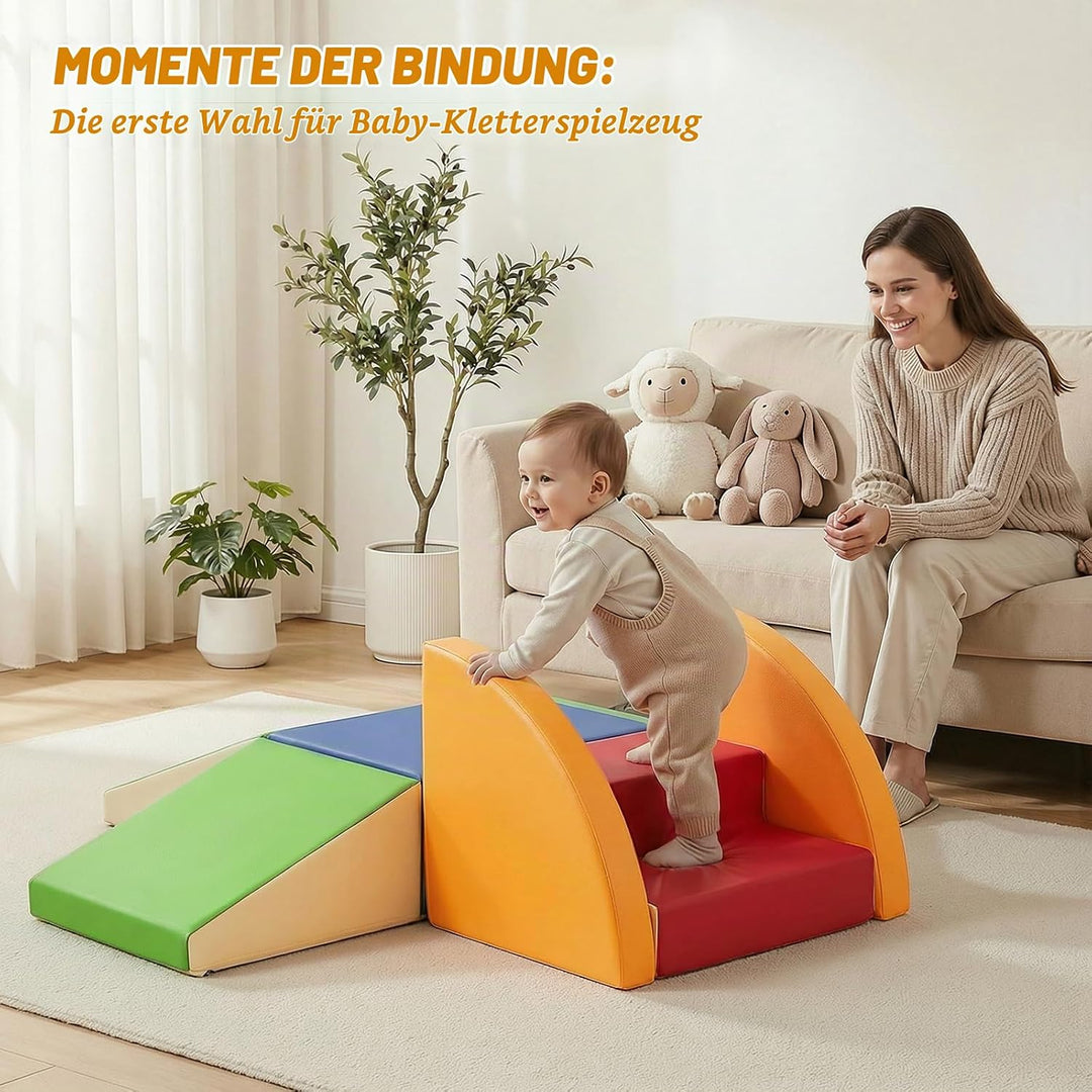 Schaumstoff Bausteine Kinder Klettern Indoor - 6 PCS Softbausteine Riesenbausteine für Baby Motorik