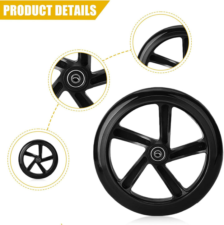 200mm Scooter Rollen 2 Stück, Scooter Ersatzräder mit ABEC-9 Kugellager, City und Stunt ScooterRolle