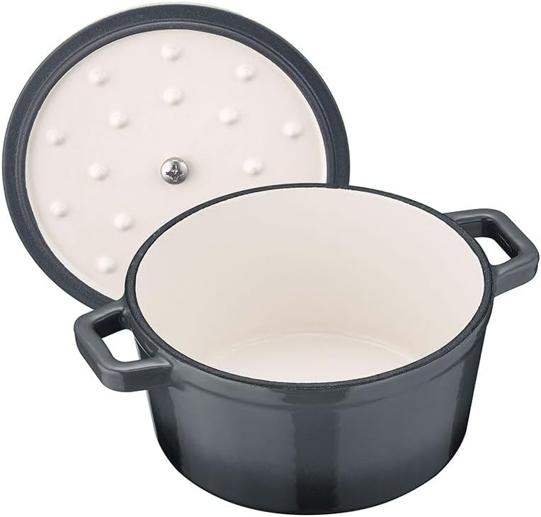 Berndes Serviertopf B.iron 0,75L mit Deckel - 14 cm - Gusseisen mit Emaillebeschichtung - Kochtopf z