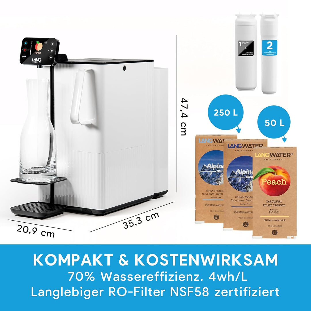 LANGWATER Osmoseanlage Auftisch TheWell 2 - mit Mineralisierung, Aromen, Heisswasserspender – Umkehr